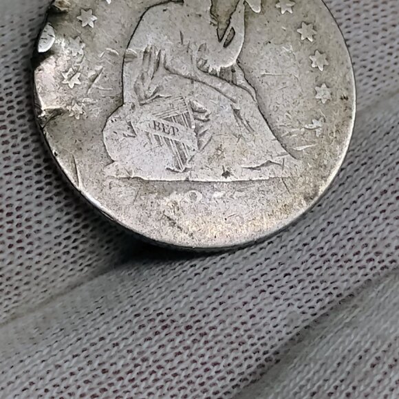 Vintage 1855 Seated Liberty Quarter 25 Cents Key Date Antique US Silver Coin - Picture 5 of 7